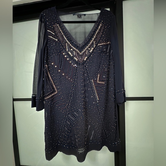 French Connection Evissa shift dress navy size US10 - Picture 3 of 4